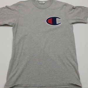 Vintage Champion Embroidery Logo Gray Short Sleeve